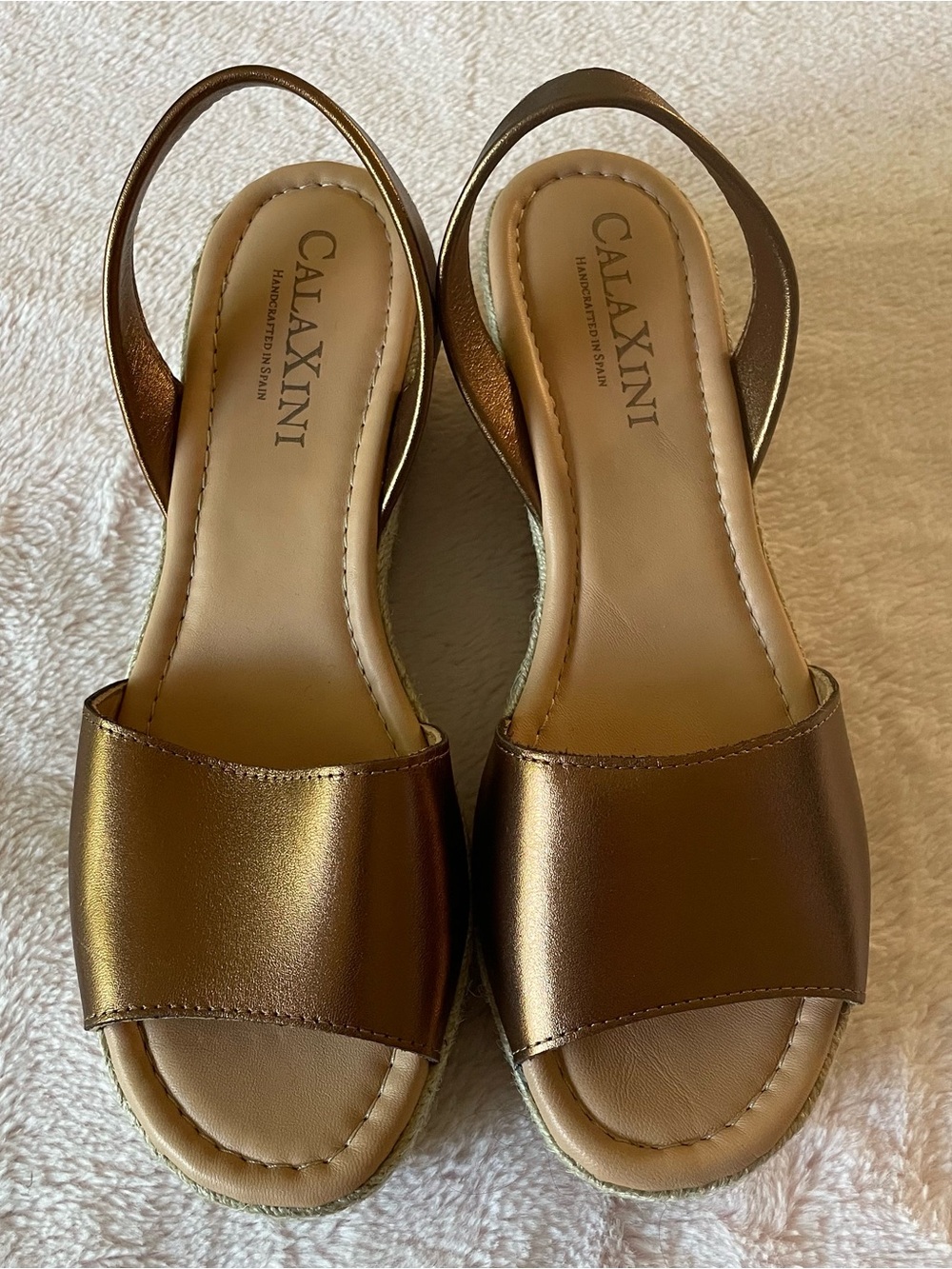 Calaxini Metallic Brown Slingback Sandals, Size 39-8-1/2